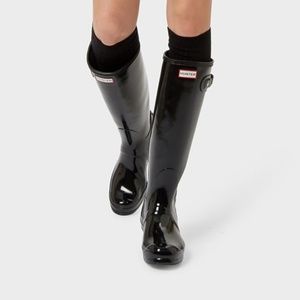 Black/Glossy Knee-High Hunter Boots size 10